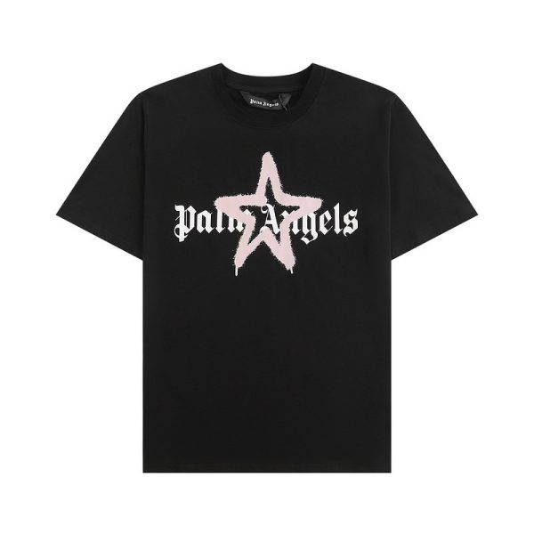Camiseta Palm Angels Graffiti Star Negra y Rosa