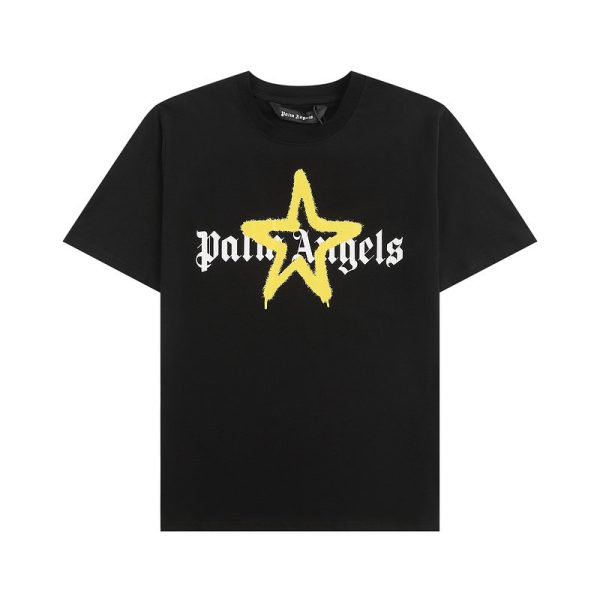 Camiseta Palm Angels Graffiti Star Negra y Amarillo