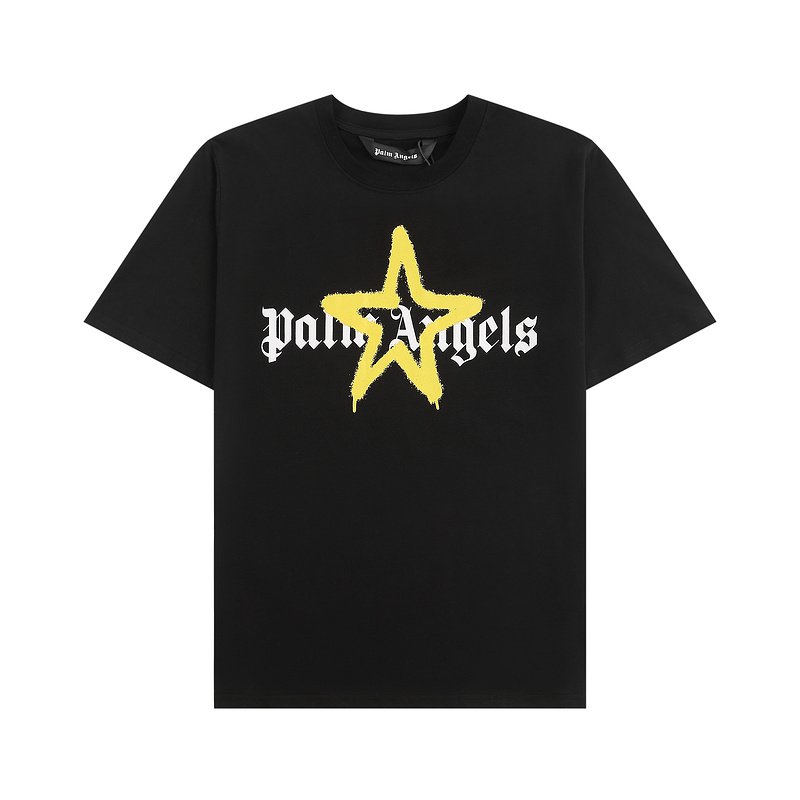 Camiseta Palm Angels Graffiti Star Negra y Amarillo