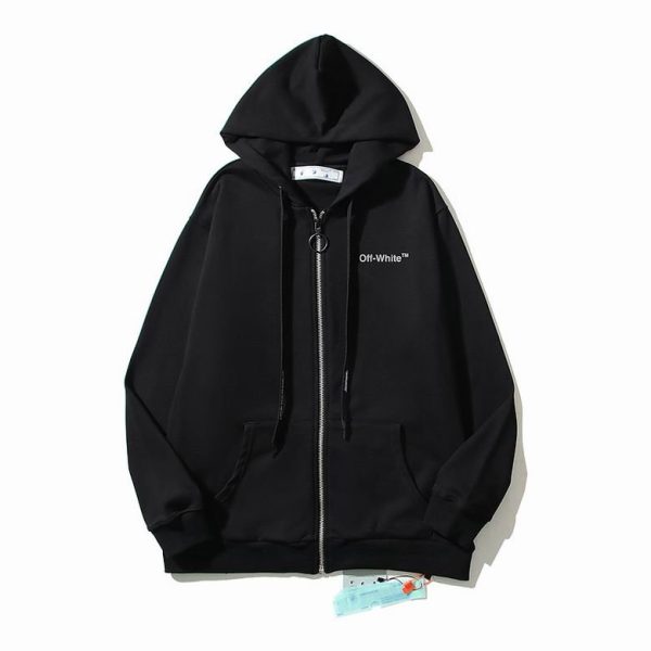 Sudadera Off-White Negra Cremallera