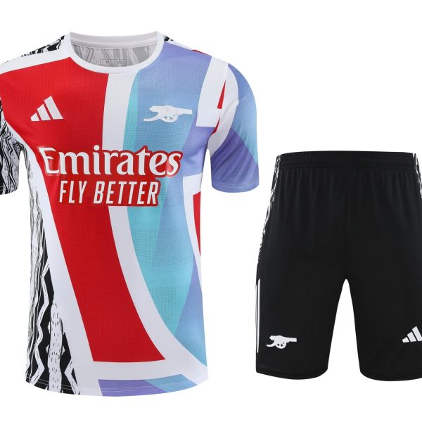 Conjunto de calentamiento Arsenal rojo azul cielo y cebra
