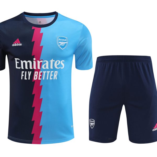 Conjunto de calentamiento Arsenal negro y azul claro