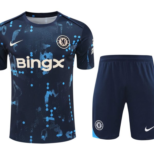 Conjunto de calentamiento Chelsea azul oscuro puntos
