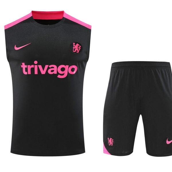 Conjunto tirantes Chelsea negro y rosa