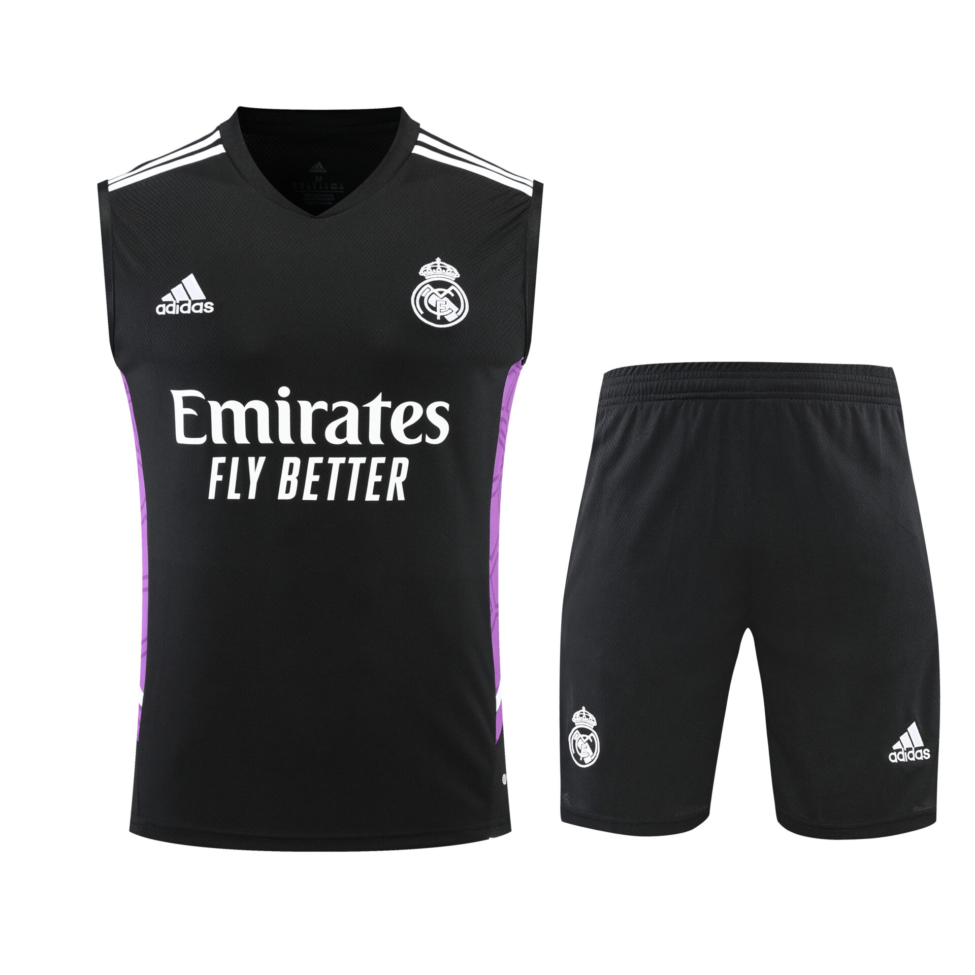 Conjunto tirantes Real Madrid negro y morado