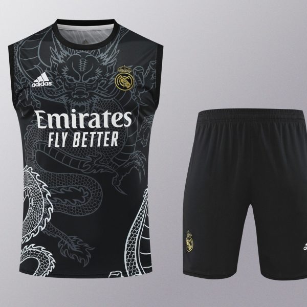 Conjunto tirantes Real Madrid negro dragón