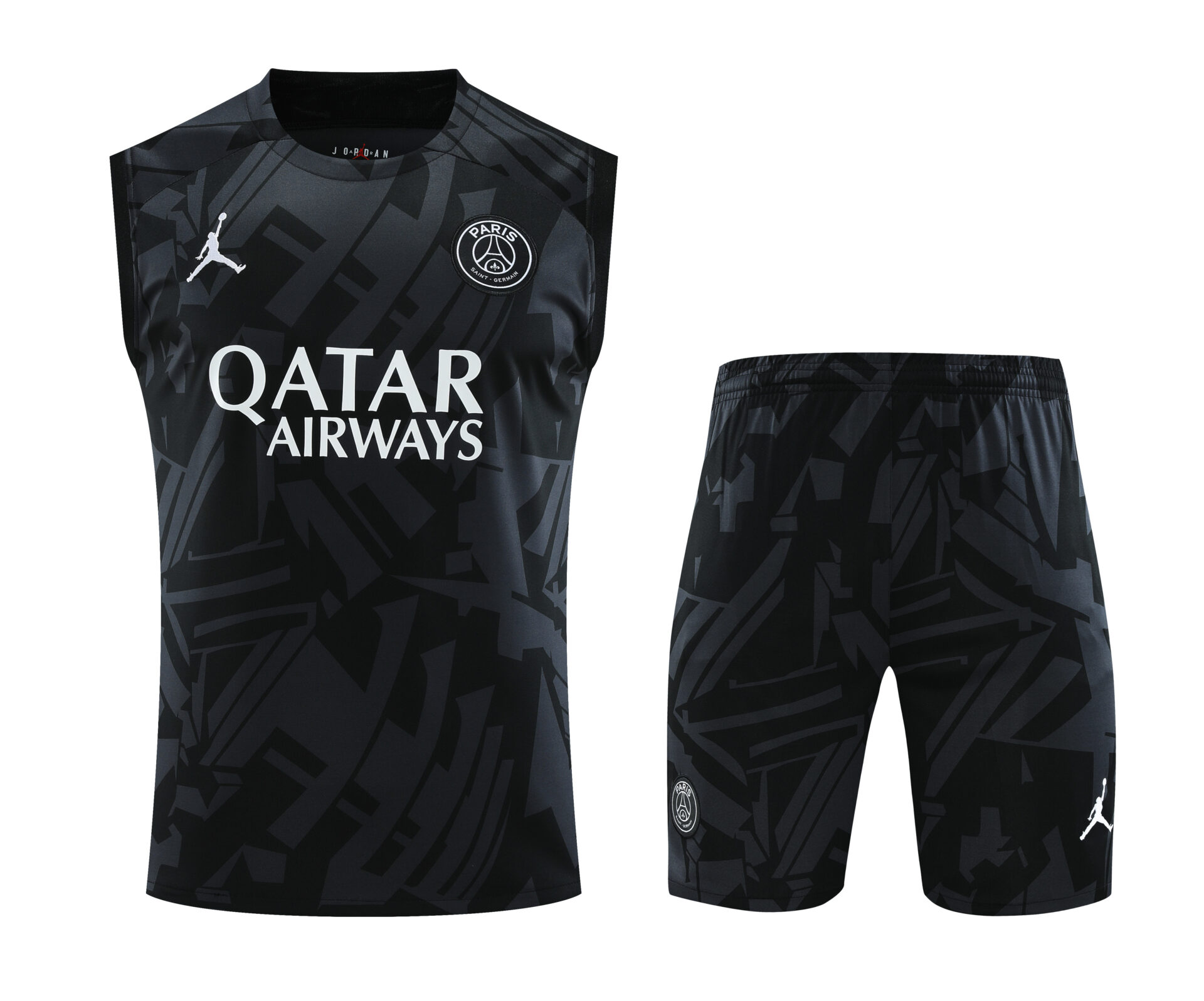 Conjunto tirantes PSG negro y gris oscuro