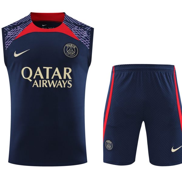 Conjunto tirantes PSG azul oscuro y rojo