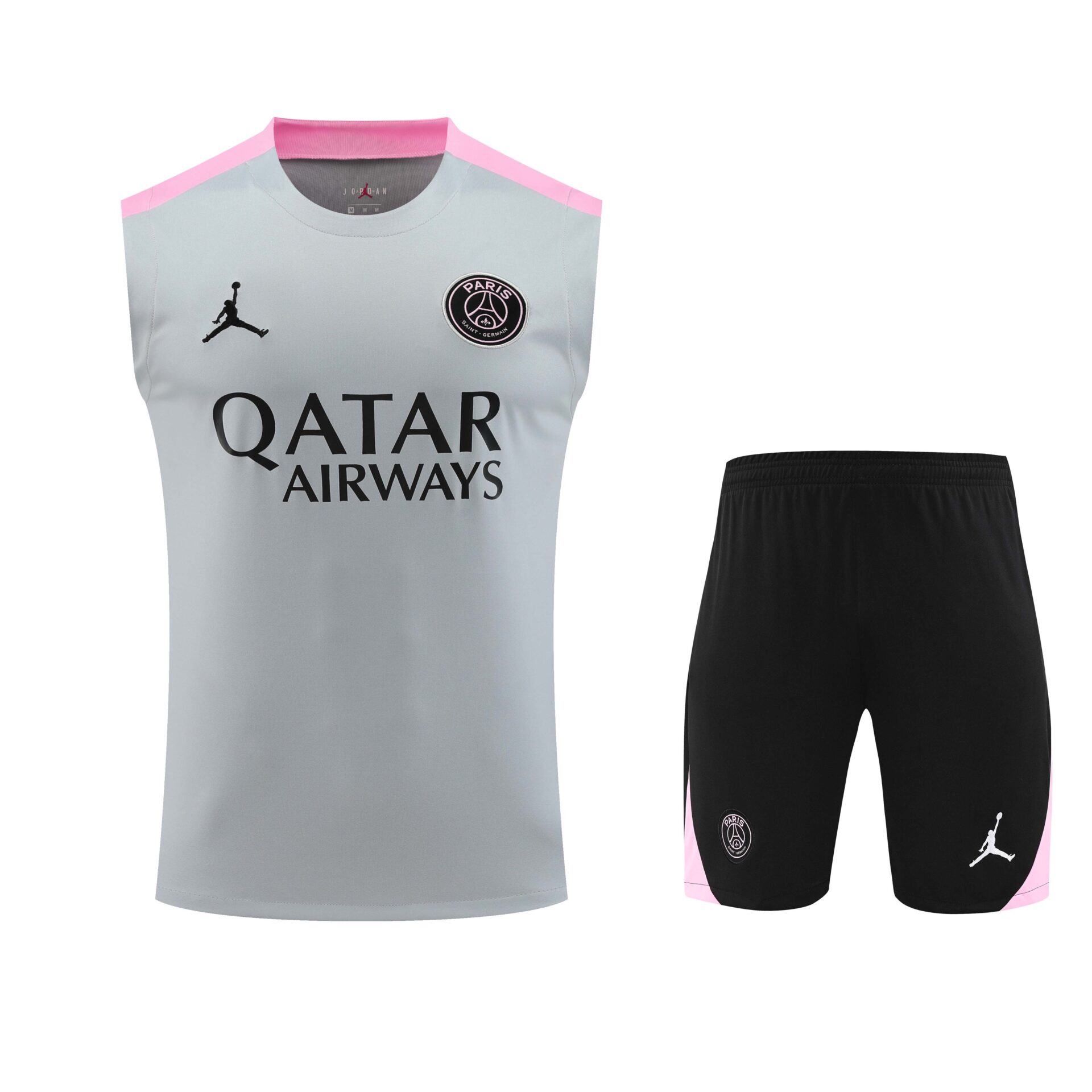 Conjunto tirantes PSG gris y rosa