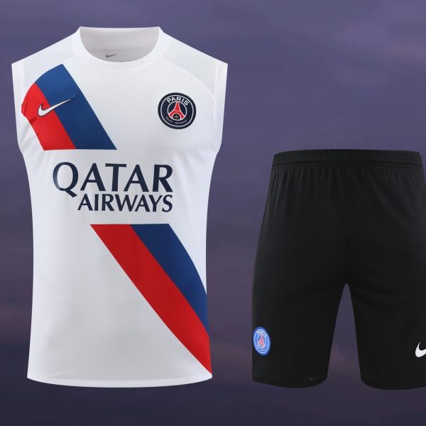 Conjunto tirantes PSG blanco franja roja y azul