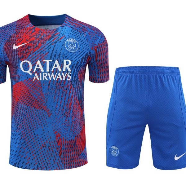 Conjunto de calentamiento PSG azul y rojo
