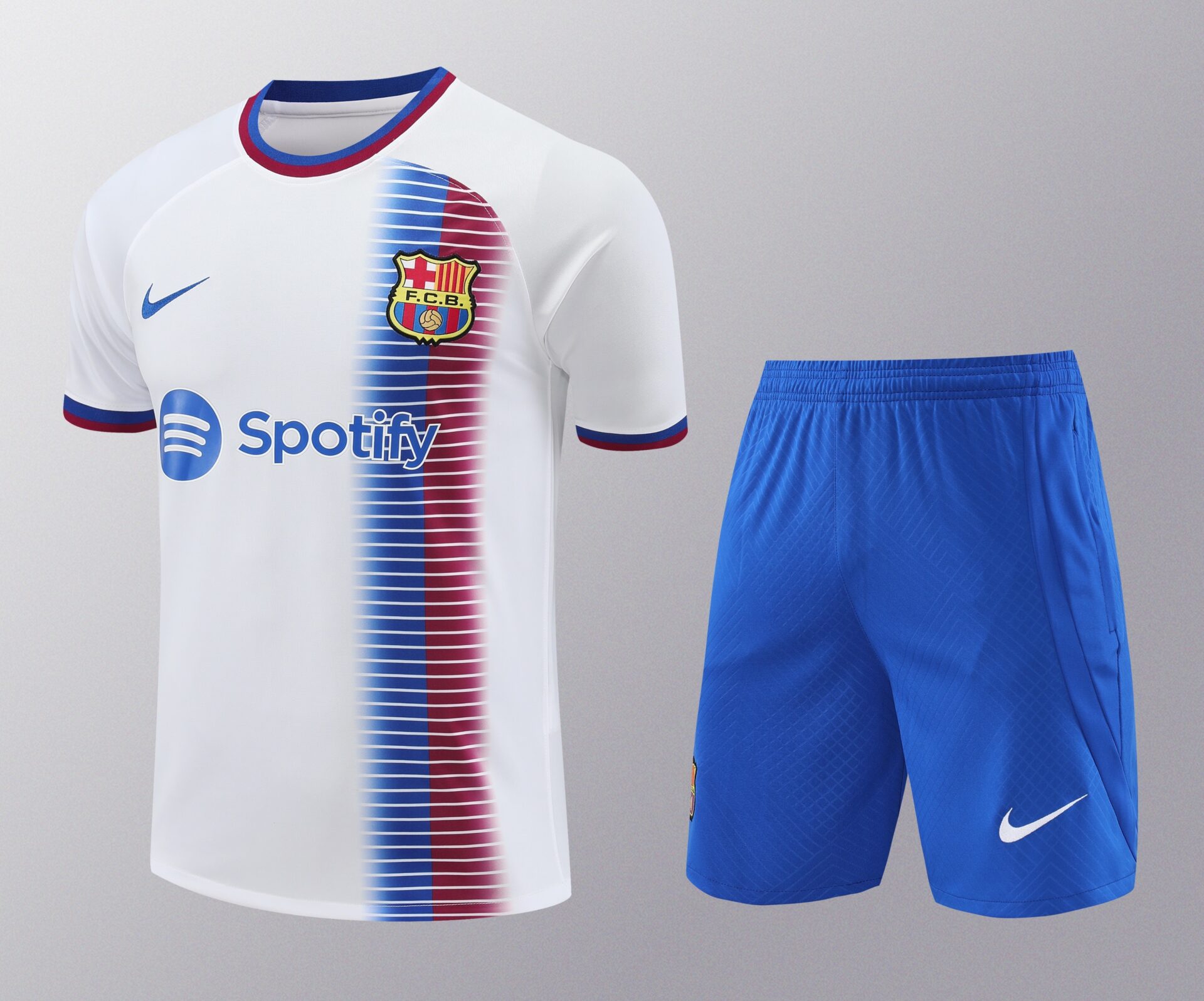Conjunto de calentamiento FC Barcelona blanco azul y rojo