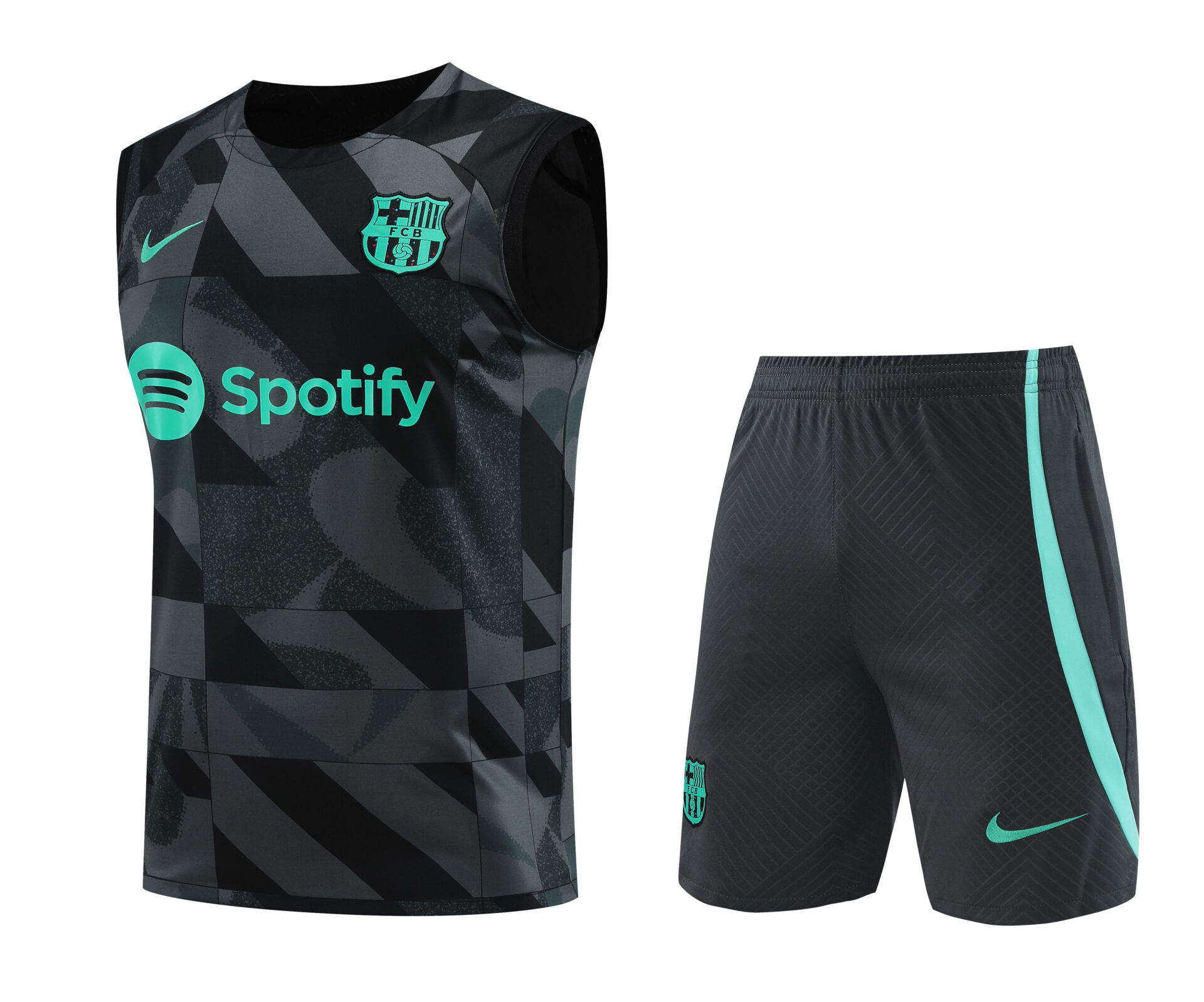 Conjunto tirantes FC Barcelona gris y negro