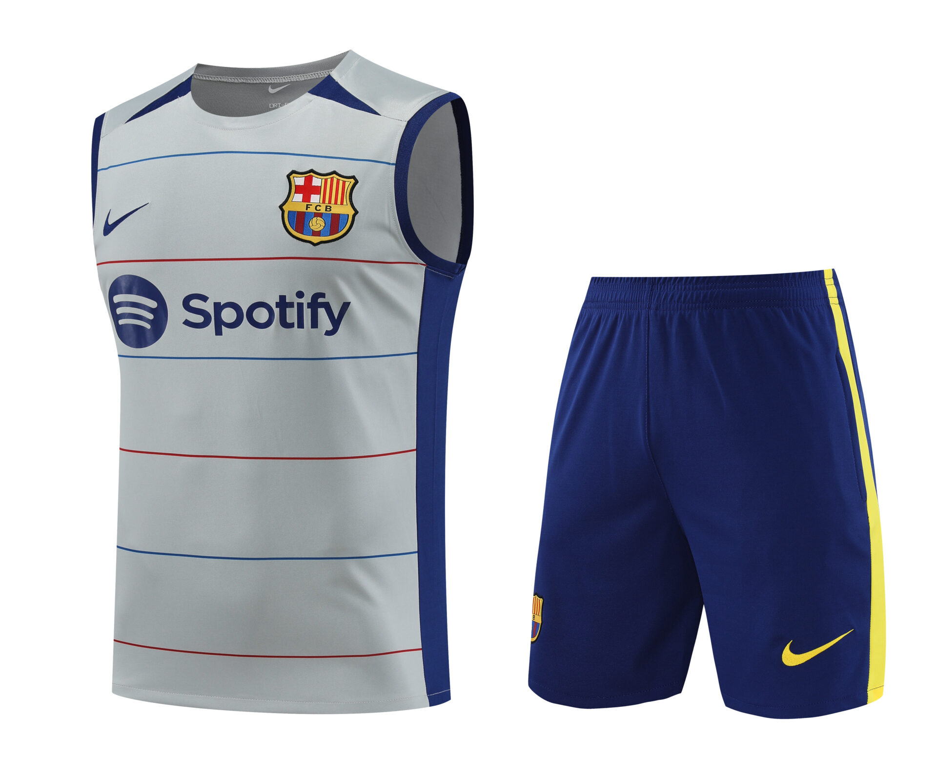 Conjunto tirantes FC Barcelona gris rayas