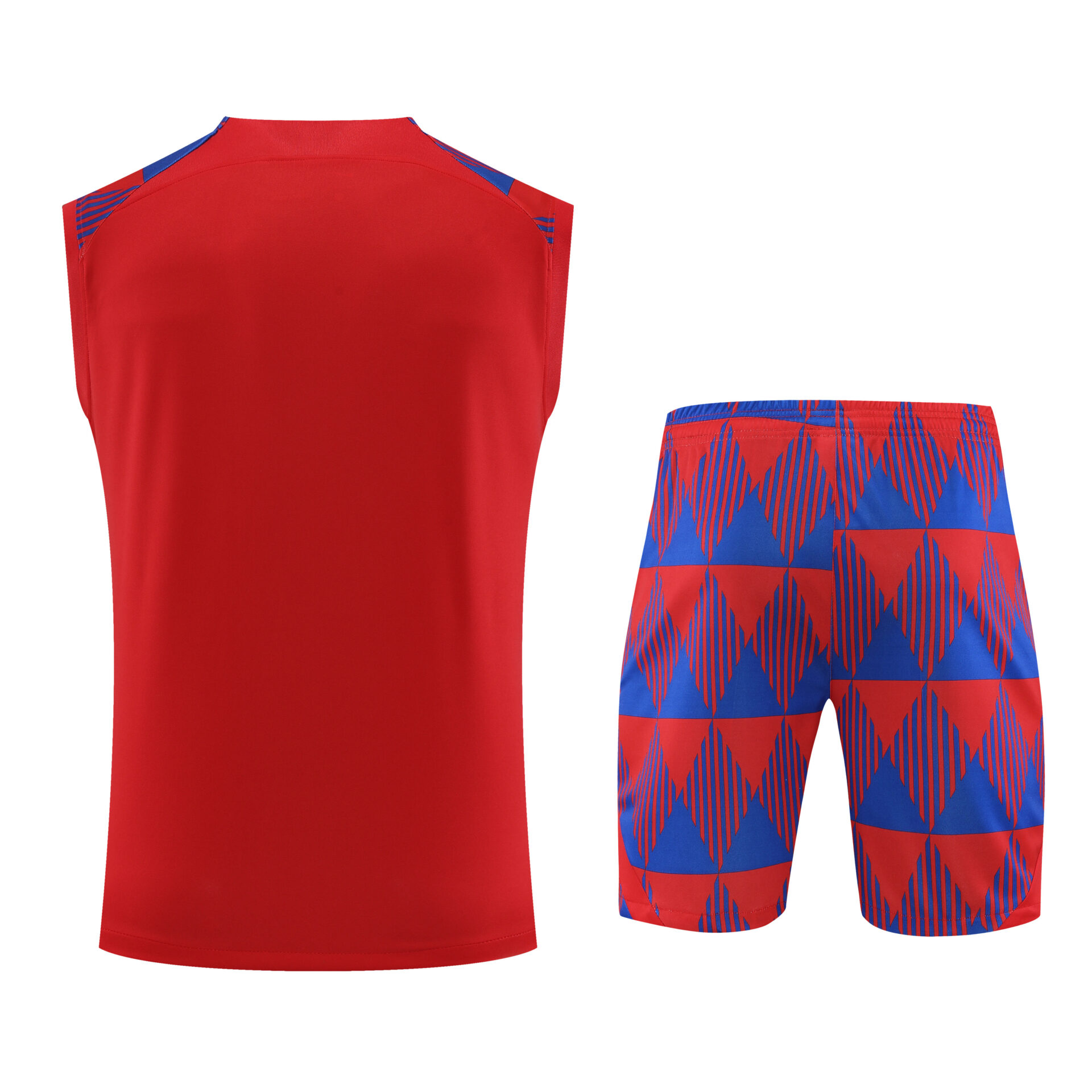 Conjunto tirantes FC Barcelona rojo y azul triangulos