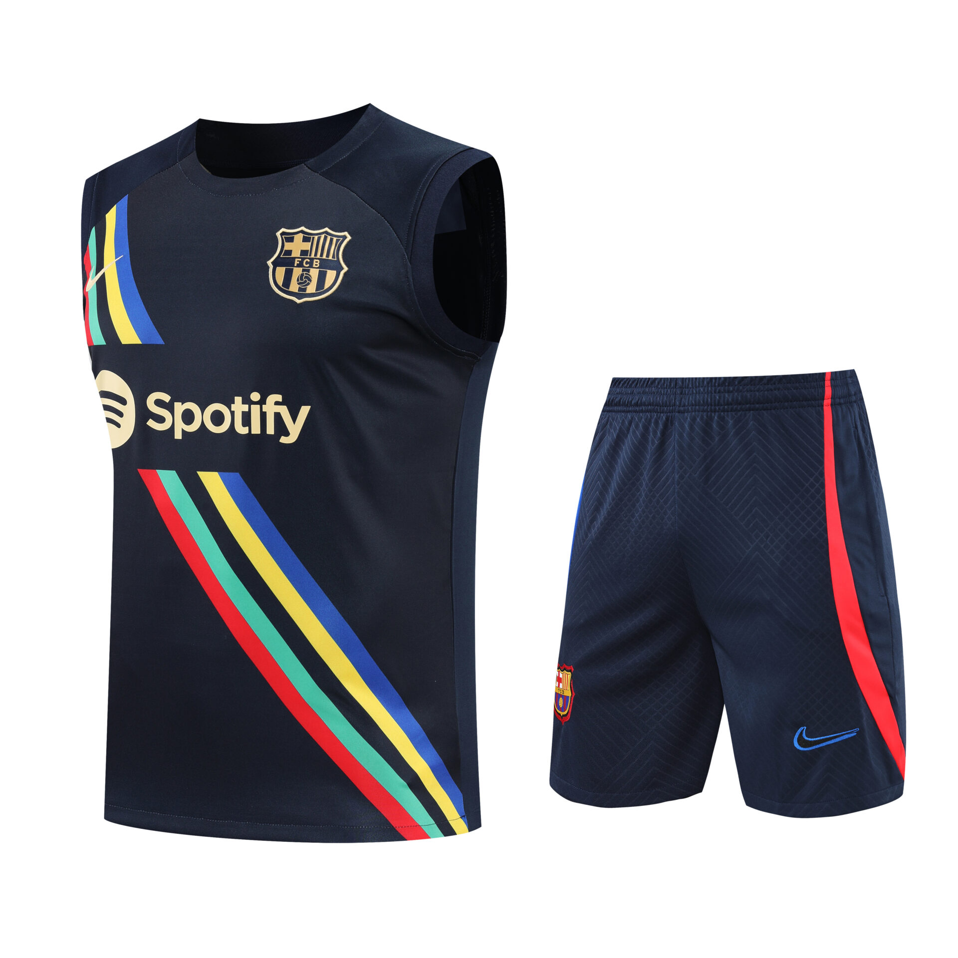 Conjunto tirantes FC Barcelona negro franja colores